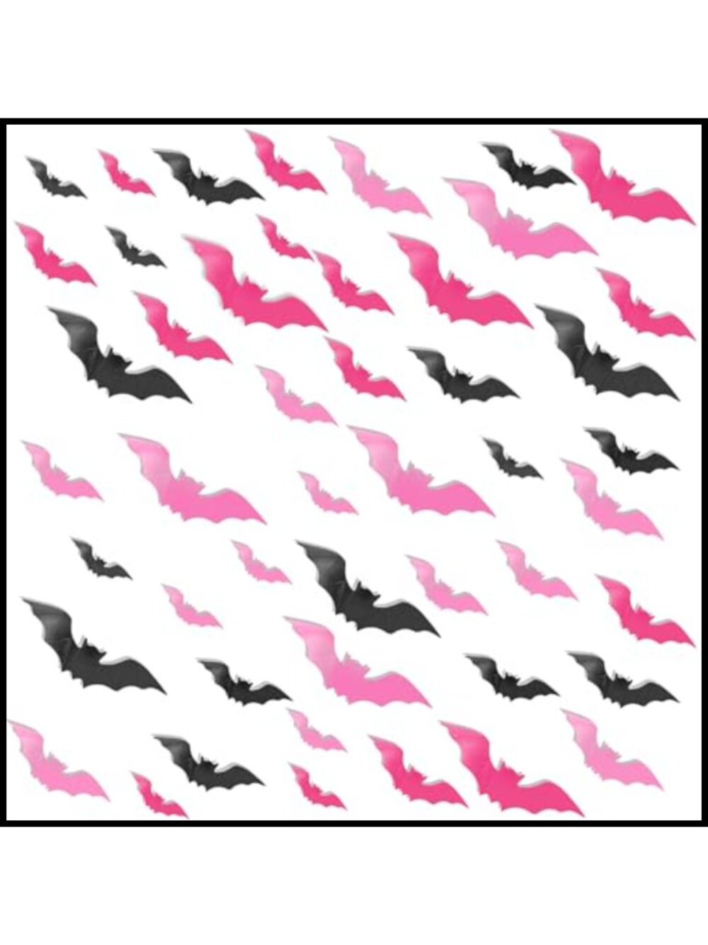 48Pc 3D Halloween Bats Wall Decor PVC Reusable Adhesive Stickers
